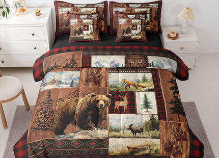 Feelyou Cabin Bear Comforter Set Queen Size Kids Boys Girls 7 Piece