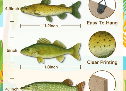 Putuo Decor 3 Pcs Beach Wall Decor Wooden Fish Wall Decoration Nautical Wall Art for Coastal Living Room Bathroom Lake House