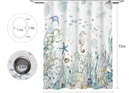 MEHOFOND Nautical Shower Curtain Coral Seashell Beach Shower Curtains for Bathroom Decor Under The Sea Themed Bathroom Shower Washable Durable Fabric Shower Curtains 72x72 in
