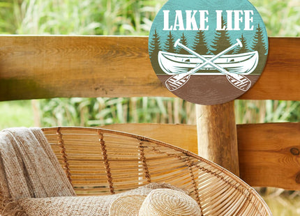 Muktoujaumai Lake House Wall Decor, Rustic Lake Life Sign, 10.2" x 10.2" Wooden Wall Sign, Hanging, Farmhouse, Bathroom, Cabin, Kitchen, Beach House, Door