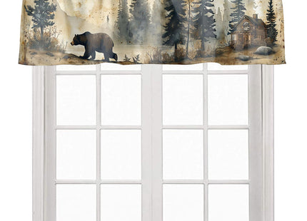 ZYQENGIMGA Rustic Cabin Bear Valance Curtains for Kitchen Farm Wildlife Vintage Camping Country Nature Window Valances for Kitchen Bedroom Bathroom Living Room 54 x 18 Inch, 1 Panel