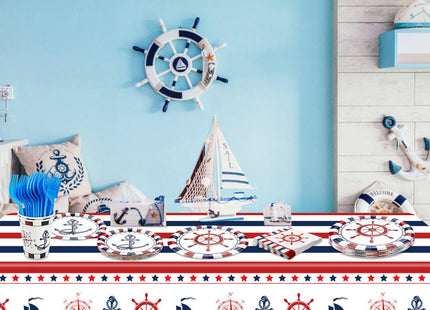 Nautical Party Decorations, Anckor Theme Birthday Supplies with Plates, Napkins, Nautical Tablecloth Forks for Kids Birthday Sailor Party Baby Shower (40)