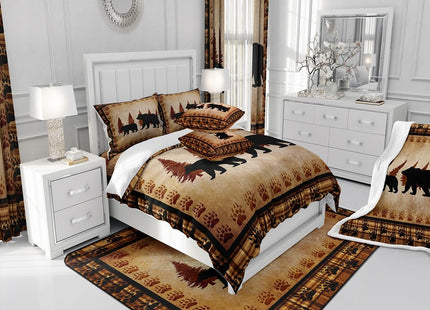 Feelyou Kids Bear Comforter Set Rustic Cabin Country Bedding Set Full Size