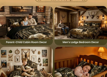 Erosebridal Rustic Deer Comforter Set Cabin Lodge Vintage Elk Full