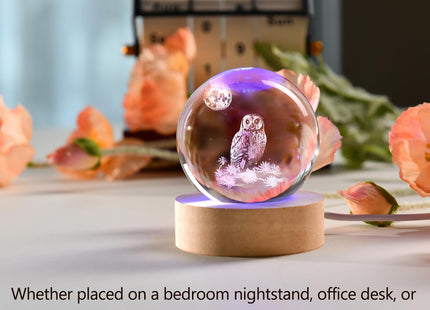 IFOLAINA 3D Owl Crystal Ball 60mm Owl Gifts for Women Birthday Holidays