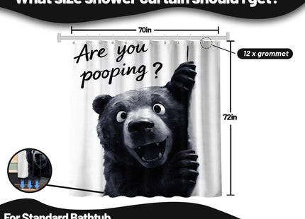 puuiui Funny Black Bear Shower Curtain Kids Animal, 70x72 Inchs