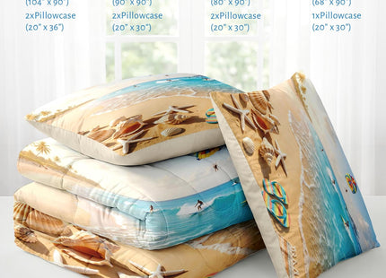 Nesker Full Comforter Set, 3 Pieces Beach Surfing Bedding, All Season