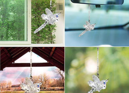 Crystal Dragonfly Suncatcher – Prism Rainbow Maker for Car, Garden, Home & Window Décor – Dragonfly Charm Gift for Mom or Grandma