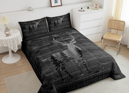 Deer Comforter Set Kids Cabin Deer Hunting Comforter for Boys Teens Antlers Bedding Set Breathable Western Farmhouse Red Brown Duvet Set Room Decor Quilt Set Full Size