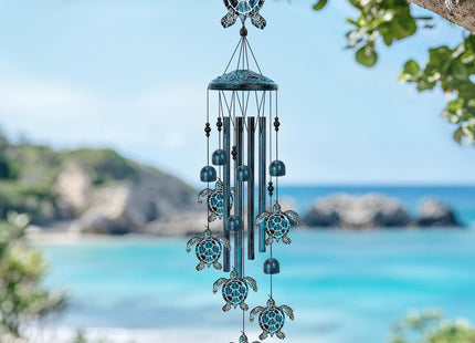 Marwey Sea Turtle Wind Chimes for Outside, 40" Metal Sea Turtle Decor