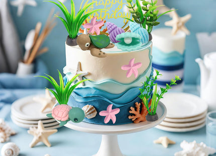 Lukinuo Turtle Cake Topper Sea Turtle Birthday Cake Decorations Under the Sea Cake Decoration with Ocean Turtle Starfish Conch and Seashells for Sea Theme Birthday Party Baby Shower Supplies