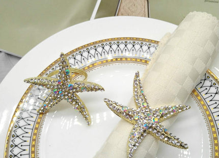 Joyindecor Nautical Starfish Napkin Rings Set of 12, Golden