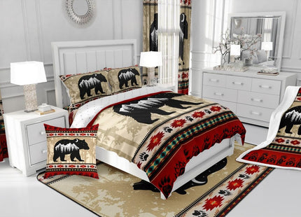 Erosebridal Western Bedding Sets Full Dream Catcher Quilt for Kids Child Boys Girls,Abstract Black Bear Comforter Set Bohemia Aztec Duvet Insert,Galaxy Sun and Moon Wild Animal Room Decor,Red Black