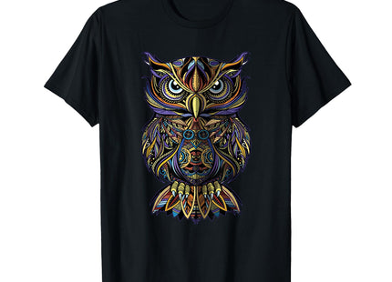 Cool Geometric Owl Unique Avian Architecture Owl Art T-Shirt, Men, Black, Small