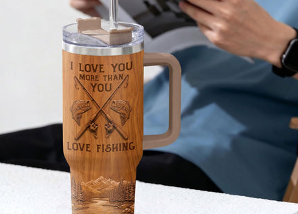 34HD Fishing Love You More 40 oz Tumbler with Handle, Romantic Gift