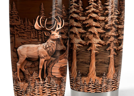 Deer Tumbler 20oz Stainless Steel Insulated Tumblers Coffee Travel Mug Cup Deer Gifts for Men Gift for Birthday Christmas