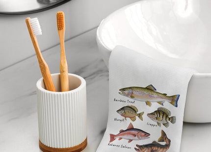 Koesus Coastal Beach Kitchen Towels, Ocean Fish Beach Hand Towels for Bathroom Decor, Fish Decor Dish Tea Towels for Kitchen Decor, 16x24 Inch