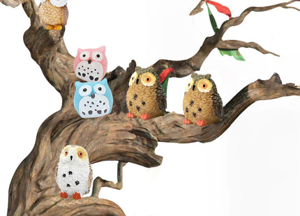 ONEST 14 Pieces Mini Owl Figurines Playset Hand Painted Tiny Owls Realistic Detailed Resin Owl Figures Small Owl Figurines