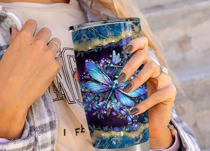 SANDJEST Dragonfly Tumbler 20oz Stainless Steel Insulated Coffee Travel Mug Cup Dragonfly Gifts for Women Girls on Birthday Christmas Mothers Day