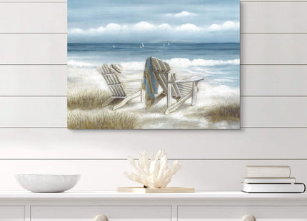 Relaxing Abstract Coastal Beach Chair Canvas Wall Art Seaside Ocean Wave Picture Print Painting Artwork Decor for Bedroom Living Room