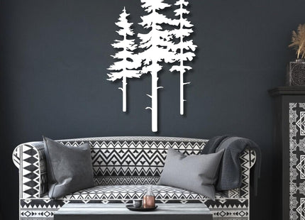 rumloch Metal Pine Tree Wall Art, Pine Tree Decor, Nature Forest Metal Decor, Tree Wall Art, Wall Decorations for Living Room, Bed Room, Dning Room, Nature Lover Gift (Black,18"×10")