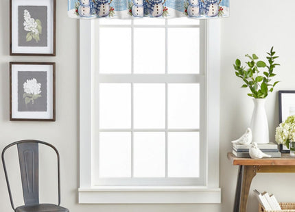 Blue Winter Christmas Curtain Valance for Windows/Living Room/Kitchen/Bathroom/Farmhouse, Holiday Snowman Xmas Pine Tree Snowflake Curtain Short Rod Pocket Tier Curtain Window Treatment Panel 42x12