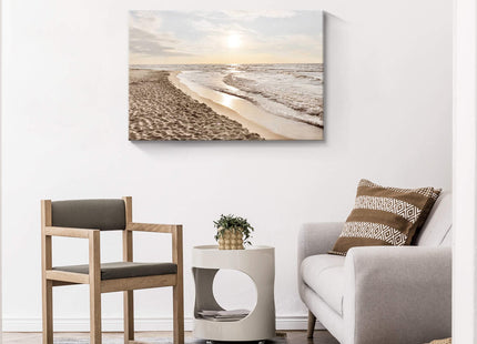 SunFlax Coastal Sunset Beach Scenery Canvas Wall Art 45"x30"