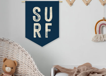 XYDEG Coastal Beach Surf Room Decor Nautical Linen Canvas Banner, Navy Blue Surf Ocean Wall Hanging Pennant Flag Banner for Home Bedroom Living Room Beach House Decor, 15x11in