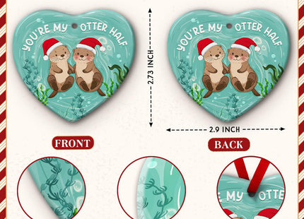 KILYHOME Couple Otter Christmas Ornament 2026 Ceramic Tree Decoration