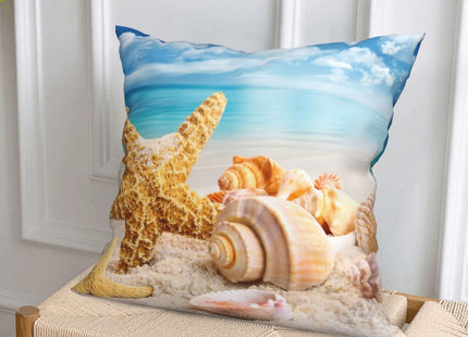 CCOCND Ocean Beach Throw Pillow Covers 18 x 18 Inch Seashell Starfish Conch Ocean Themed Decorative Pillows Soft Cushion Cases for Couch Sofa Bed Home Decor Set of 4