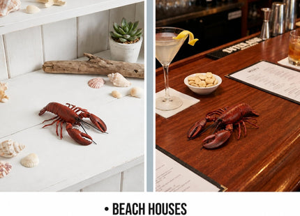 The Bridge Collection Decorative Rubber Lobster Figurine – Realistic Red Lobster Accent for Coastal Decor – Nautical Seafood Display Piece