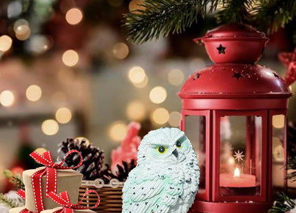 XKFLAUHM Snowy White Owl Statue, Small Resin Owl Figurine Shelf Decor