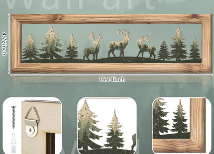Wesiti Wooden Bear Wall Art 16 Inch, Deer Metal Rustic Decor