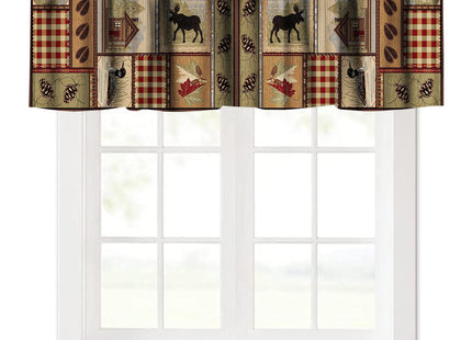 GoDazzling Retro Animal Kitchen Curtain Valance, Forest Wildlife Elk Bear Duck Rustic Vintage Lodge Window Valance, for Bedroom Living Room Cafe Bathroom W54xL18in 1 Panels