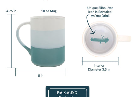 Pavilion Gift Company - River People Ceramic 18-ounce Mug River Gifts for Men, Canoe, Aqua