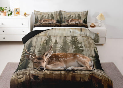Feelyou Deer Comforter Set Hunting Bedding Set for Kids Boys Girls Wild Animal Comforter Rustic Cabin Quilt Set Bedroom Collection 2Pcs Toddler Size
