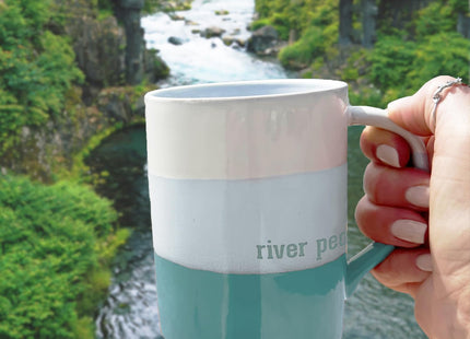 Pavilion Gift Company - River People Ceramic 18-ounce Mug River Gifts for Men, Canoe, Aqua
