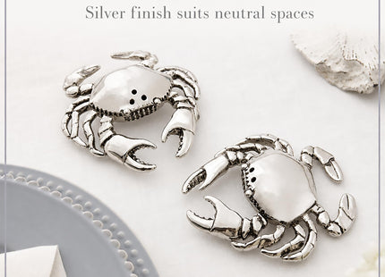 Mud Pie Crab Salt and Pepper Shaker Set, Silver 3 1/2" x 2 1/2"