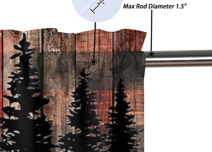 Rustic Bear Thermal Insulated Window Curtain Valance Red Black Buffalo Check Plaid Forest Cabin Hunting Lodge Farmhouse Rod Pocket Window Valance for Living Room Bathroom Bedroom Kitchen, 54 x 18 in