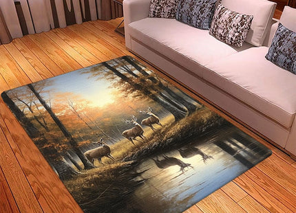 SATIGI Deer Area Rug - Non Slip, Camo Deer Pattern, Memory Foam, Anti-Skid, Perfect for Home, Durable for Men