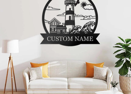 Personalized Lighthouse Metal Signs Nautical Outdoor Decor Metal Beach Sign