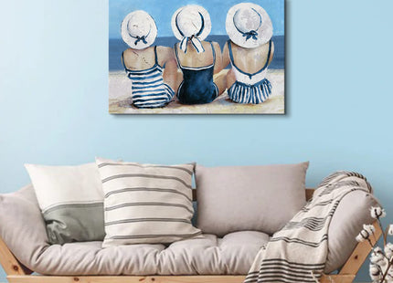 Navy Blue Coastal Canvas Wall Art Beach Wall Decor for Girls Bedroom Rustic Ocean Landscape Painting Bathroom Picture Nautical Seaside Swimsuit Poster Artwork Living Room Kitchen Decoration 20x30"