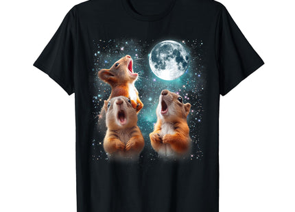 3 Squirrel Moon Howling Squirrel Head Funny for Men Women T-Shirt, Men, Black, 3X-Large