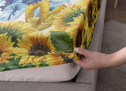 HOSIMA Sunflower Print Sea Turtle Fitted Sheet Set,Coastal Beach Sea Animal Theme Full Size Bedding Sets for Girls Teens Women Bedroom Decor,1 Fitted Sheet+2 Pillowcases.