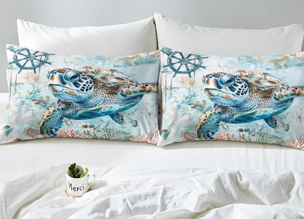 Feelyou Sea Turtle Comforter Cover Set Kids Boys Full