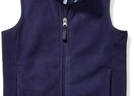 Amazon Essentials Boys' Polar Fleece Full-Zip Mock-Neck Vest, Navy, Large