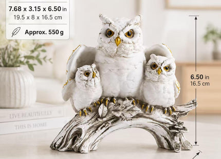 Blorple White Owl Family Statue, Resin Owl Figurines for Home Decor