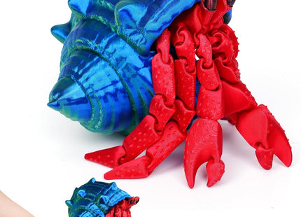 SHUWND 3D Printed Hermit Crab,3D Printed Dynamic Animals Toy,Full Articulated Flexible Crystal Hermit Crab Fidget Toys,Adults Fidget Toys for Autism ADHD,Home Office Decor (Blue Green)