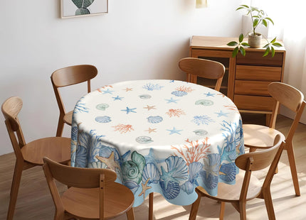 VentuCoven Summer Tablecloth 60 inch Round Table Cloth Beach Table Cloths Starfish Tablecloths for Kitchen Dining Decorations Holiday