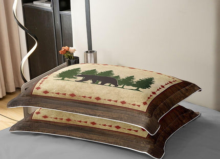 Cabin Bear 100% Cotton Duvet Cover Twin Rustic Bedding Bear Wildlife Comforter Cover Botanical Tree Pattern Quilt Cover Country Nature Wild Animals Bedspread Cover Farmhouse Bedroom Decor 2 Pcs